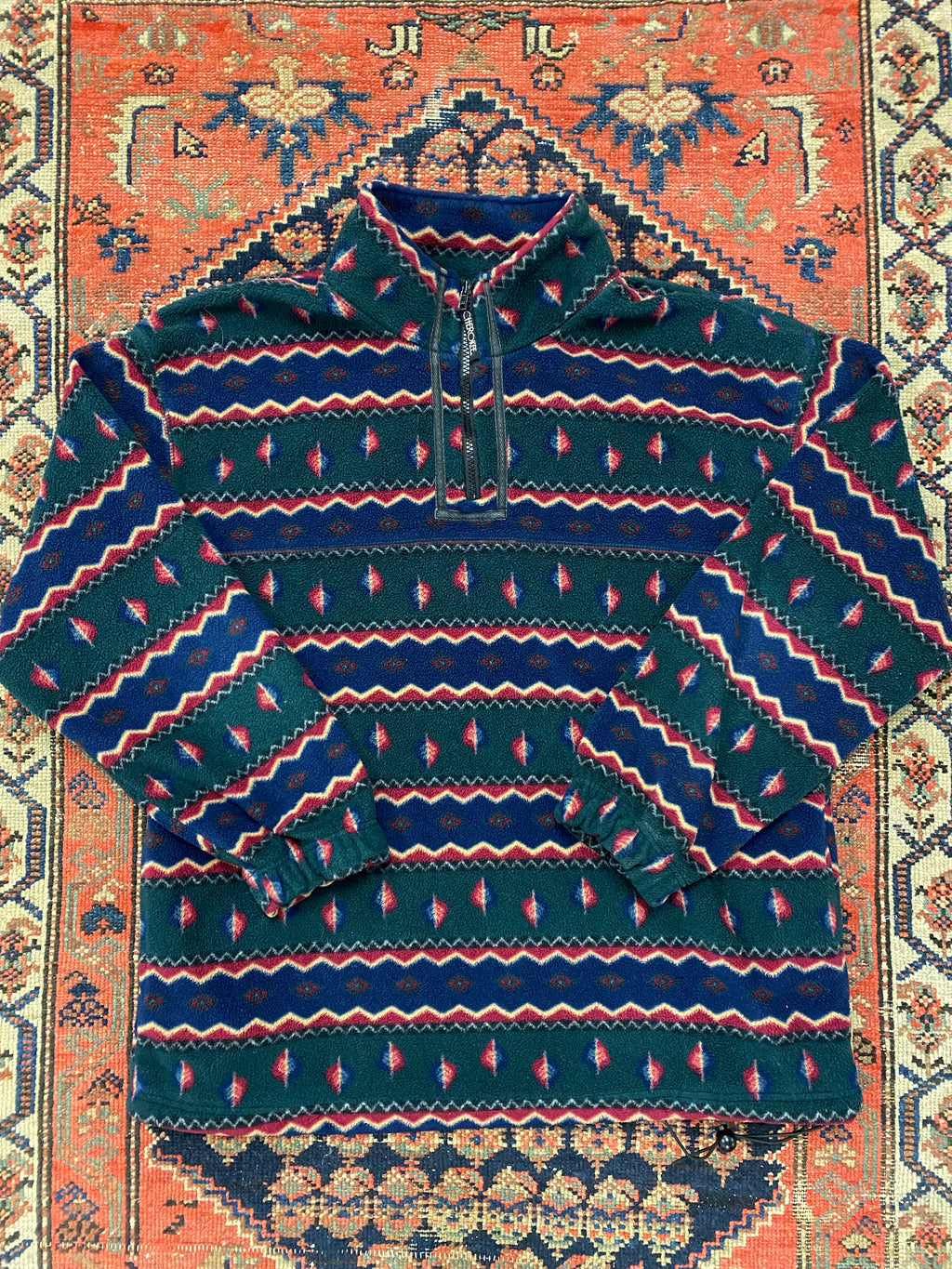 Vintage Aztec Quart-zip Fleece - L