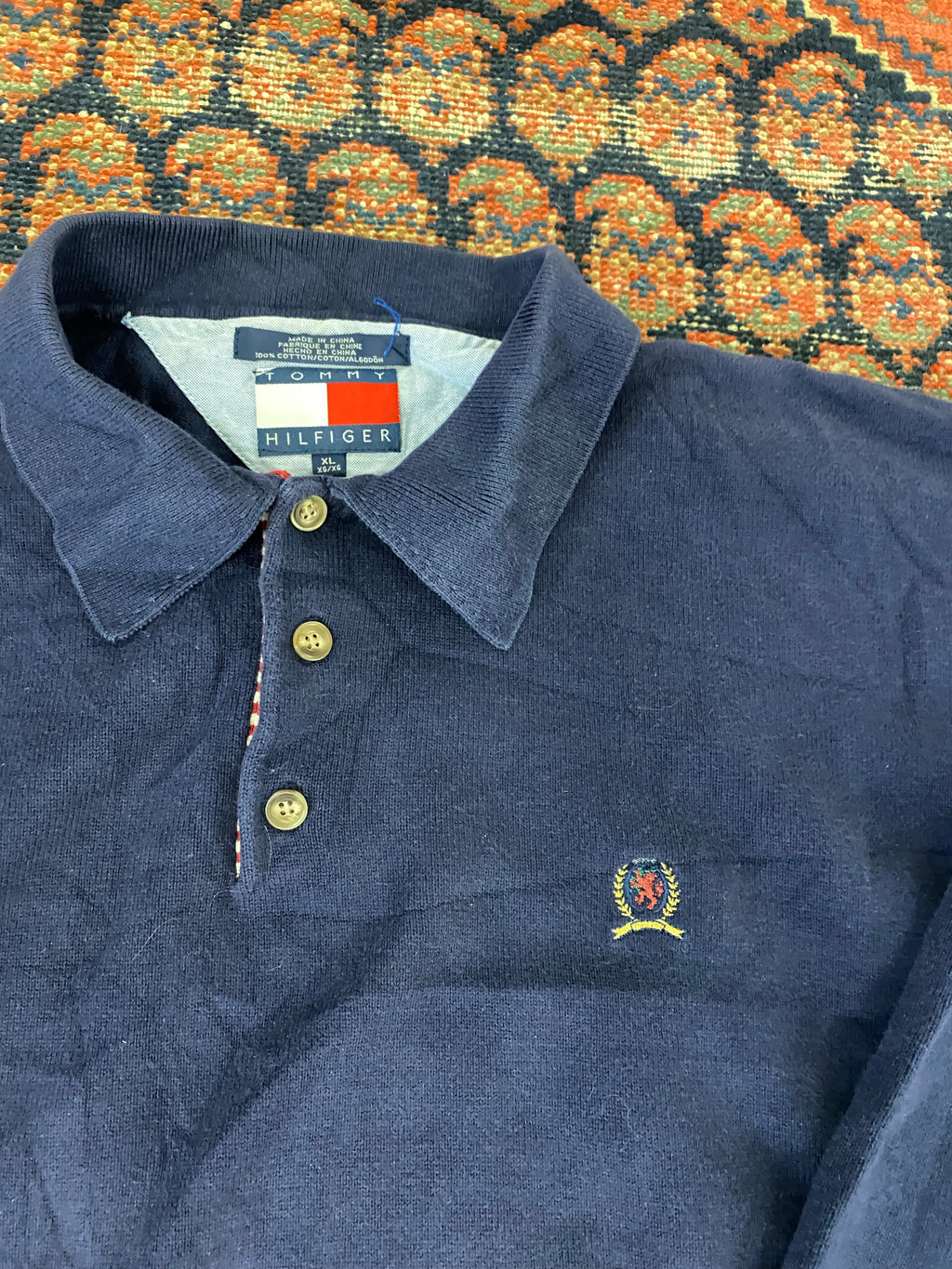90s Collared Tommy Hilfiger Crewneck - L