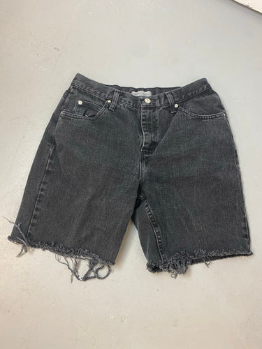 Vintage High Waisted Rider Frayed Denim Shorts - 31in