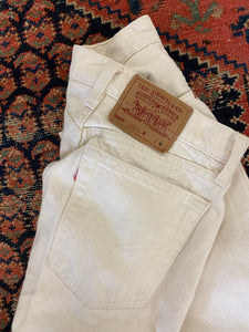 Vintage Off White High Waisted Levis Denim Jeans - 28in