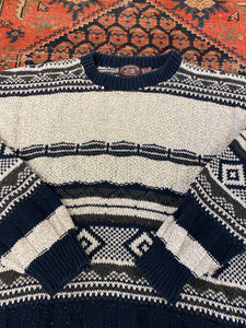 90 Patterned Knit Sweater - L