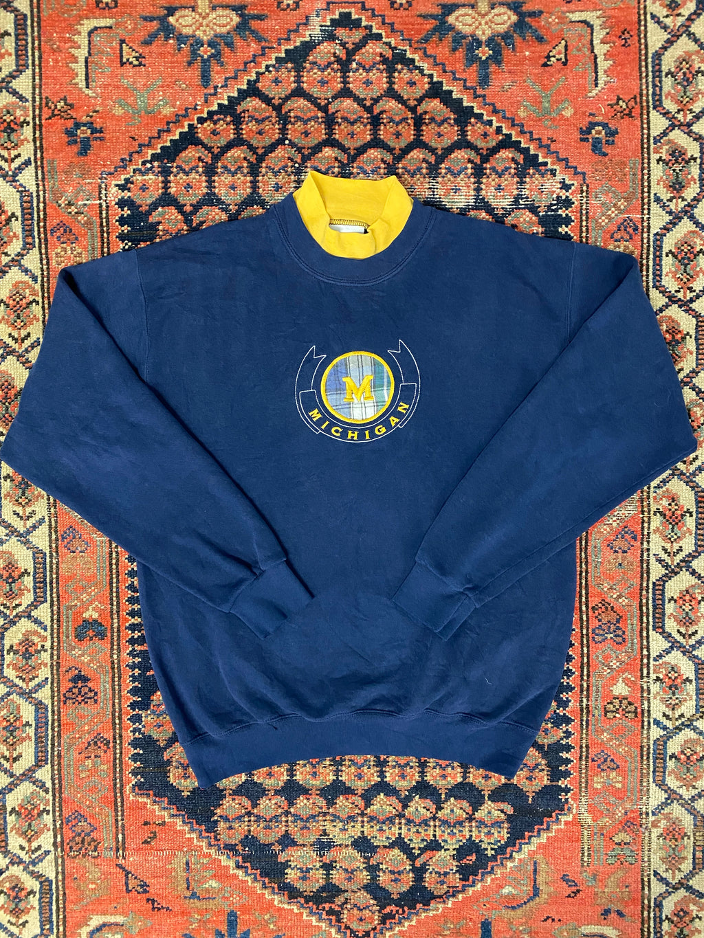 Vintage Embroidered Michigan Turtleneck Crewneck - M