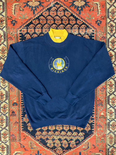 Vintage Embroidered Michigan Turtleneck Crewneck - M