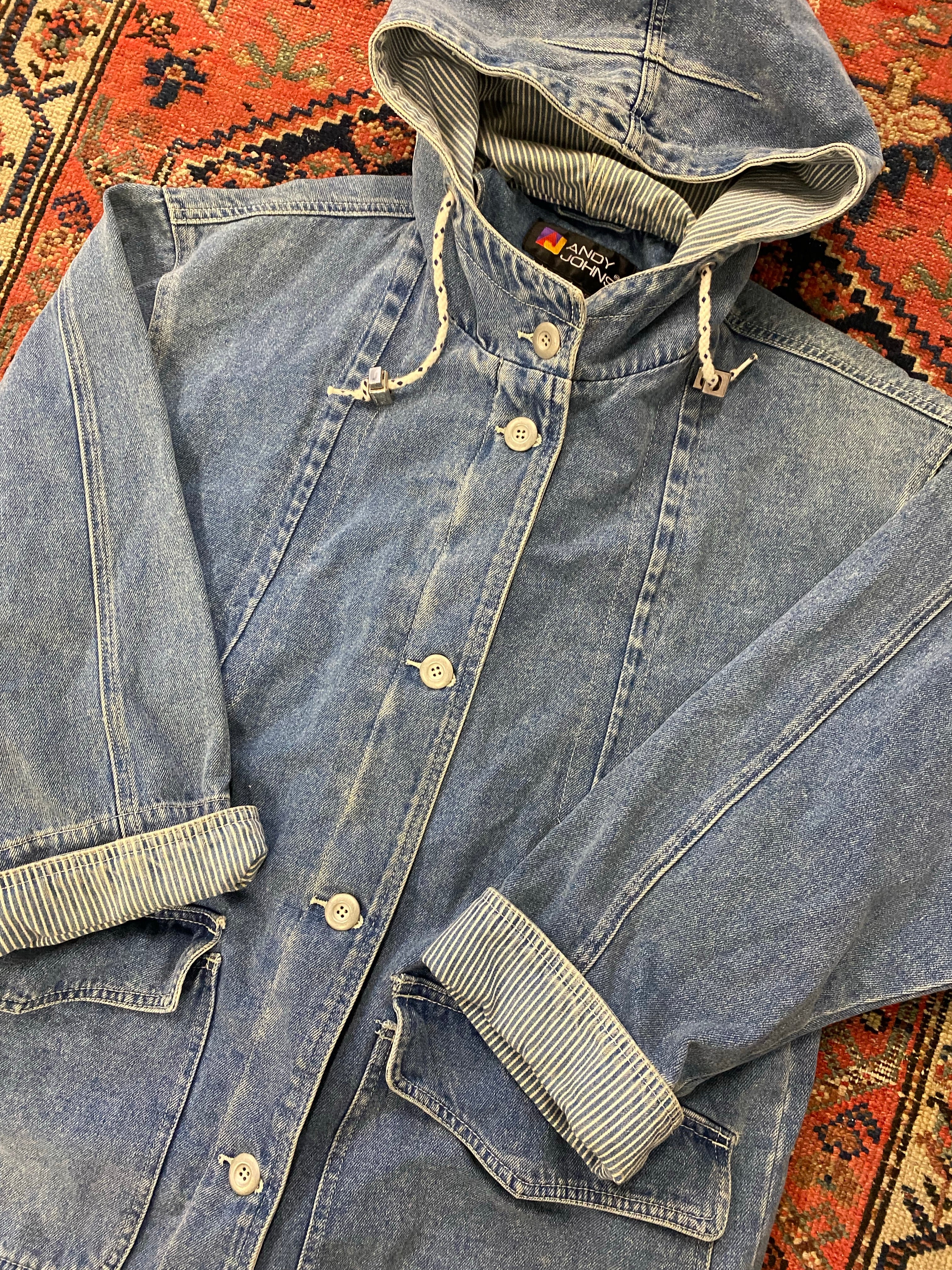 Vintage Hooded Denim Parka - M