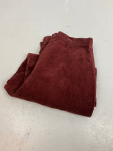 Load image into Gallery viewer, Burgundy corduroy wide pleated trousers