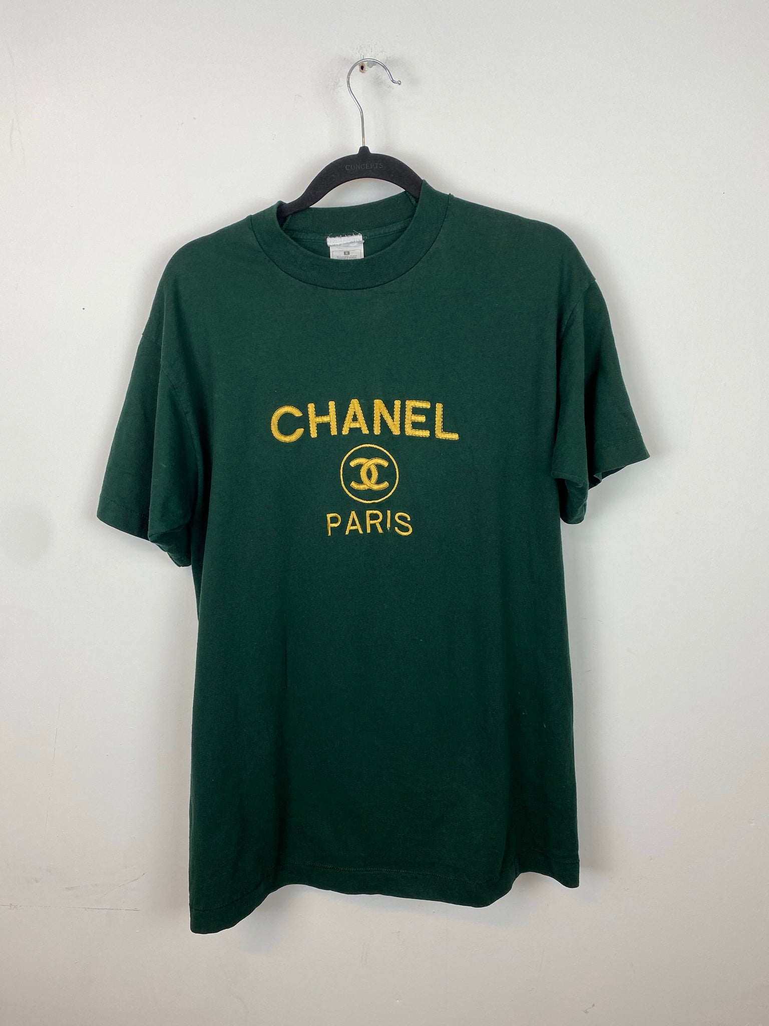 Chanel Vintage Bootleg Big Embroidery Logo T-Shirt
