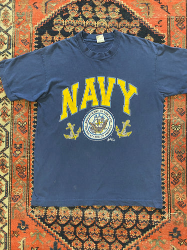Vintage single stitch navy t shirt - S