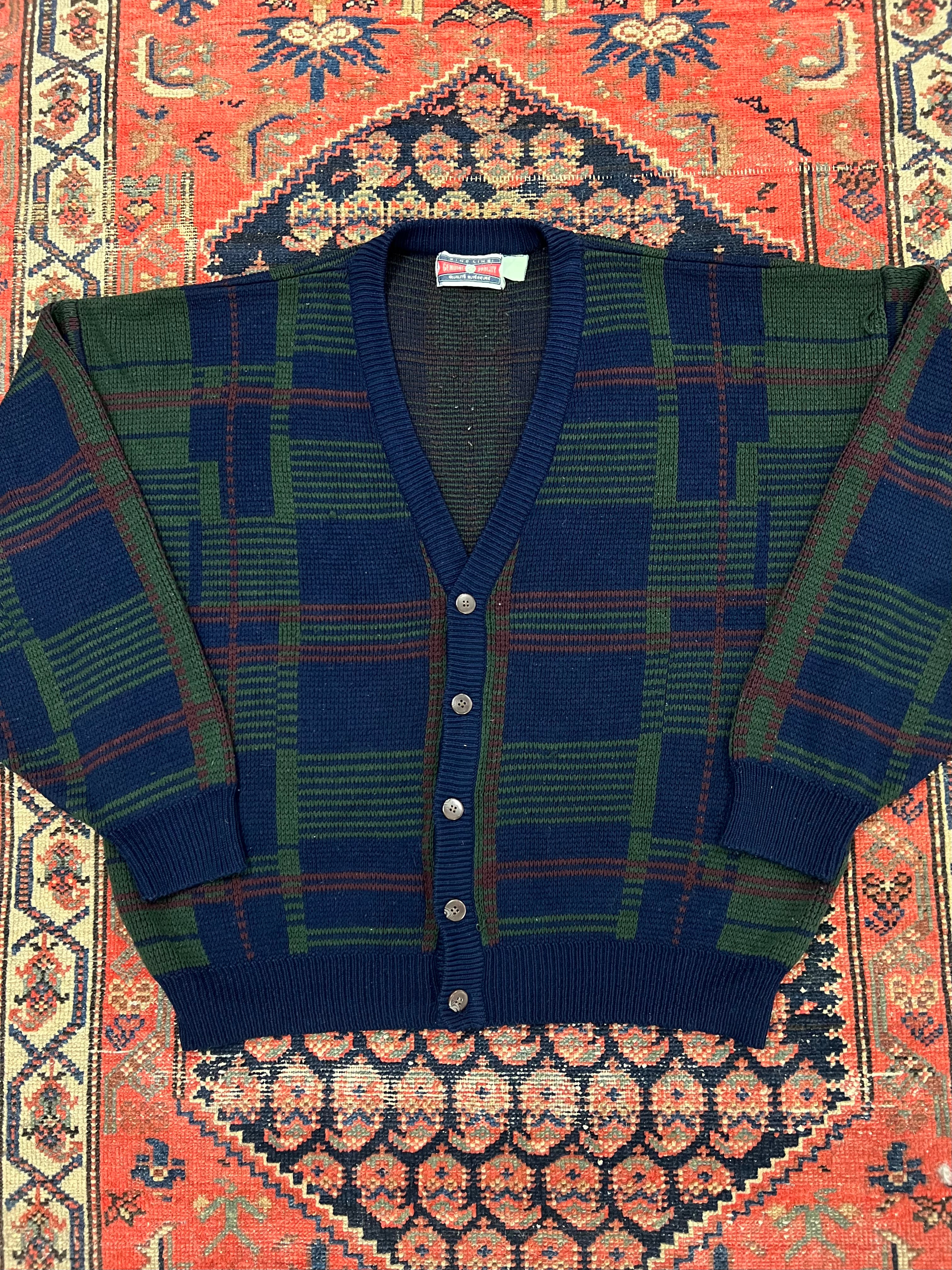 VINTAGE PATTERN KNIT CARDIGAN - LARGE