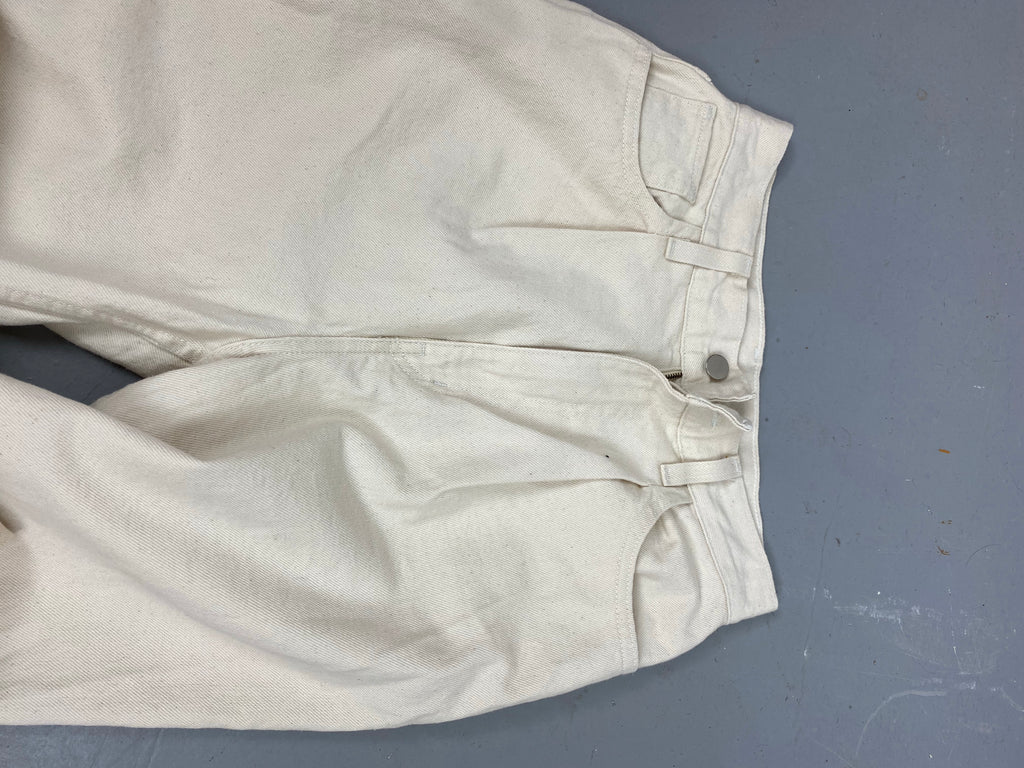 High waisted Creme pleated wide leg cut off pants