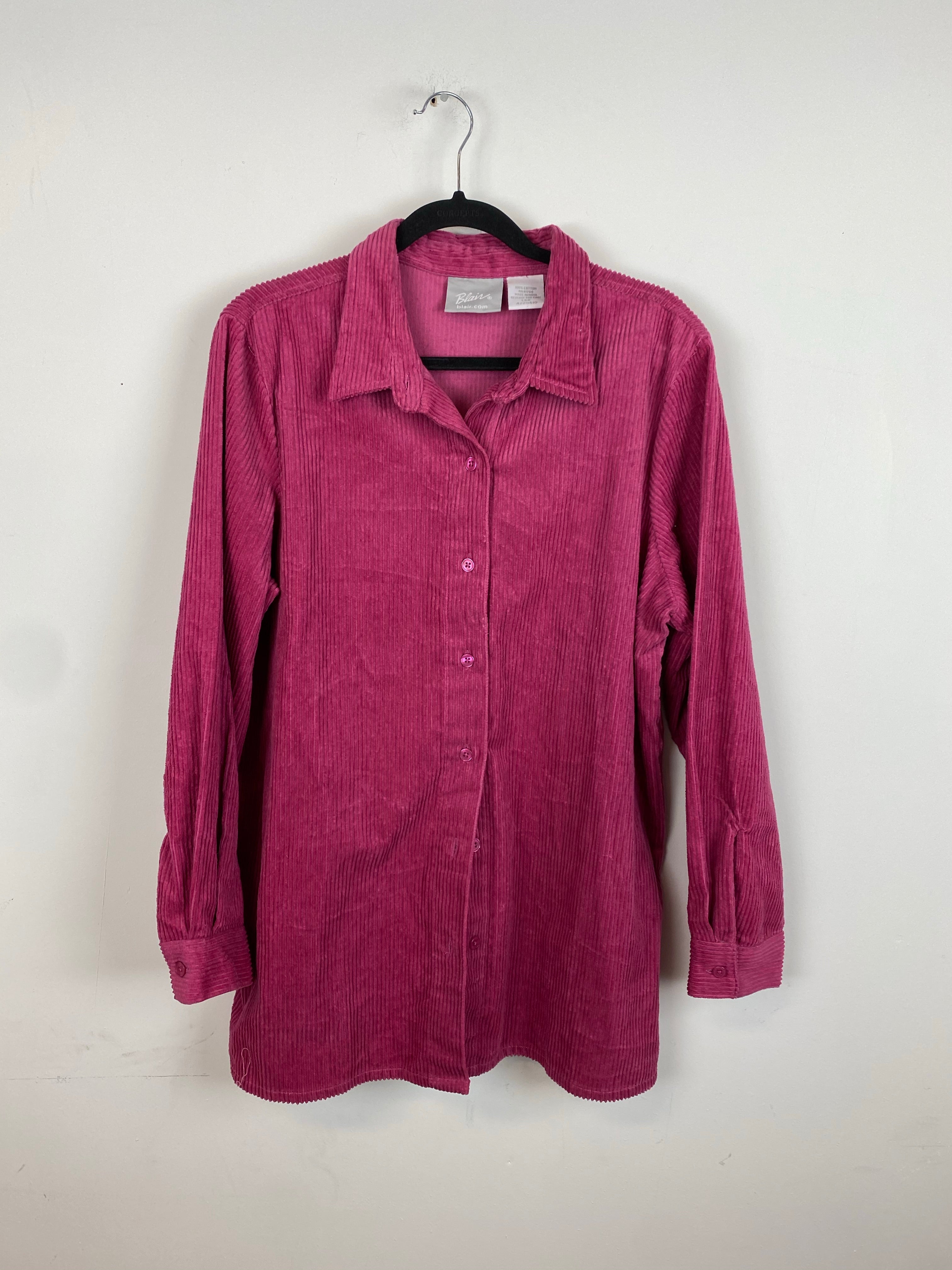 Vintage Pink corduroy button up - L
