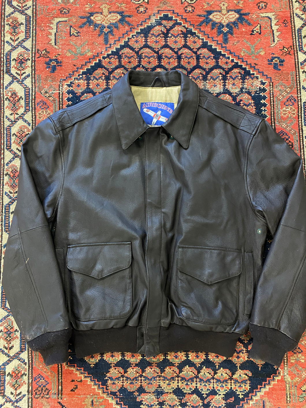 90s Leather Airborne Jacket - M