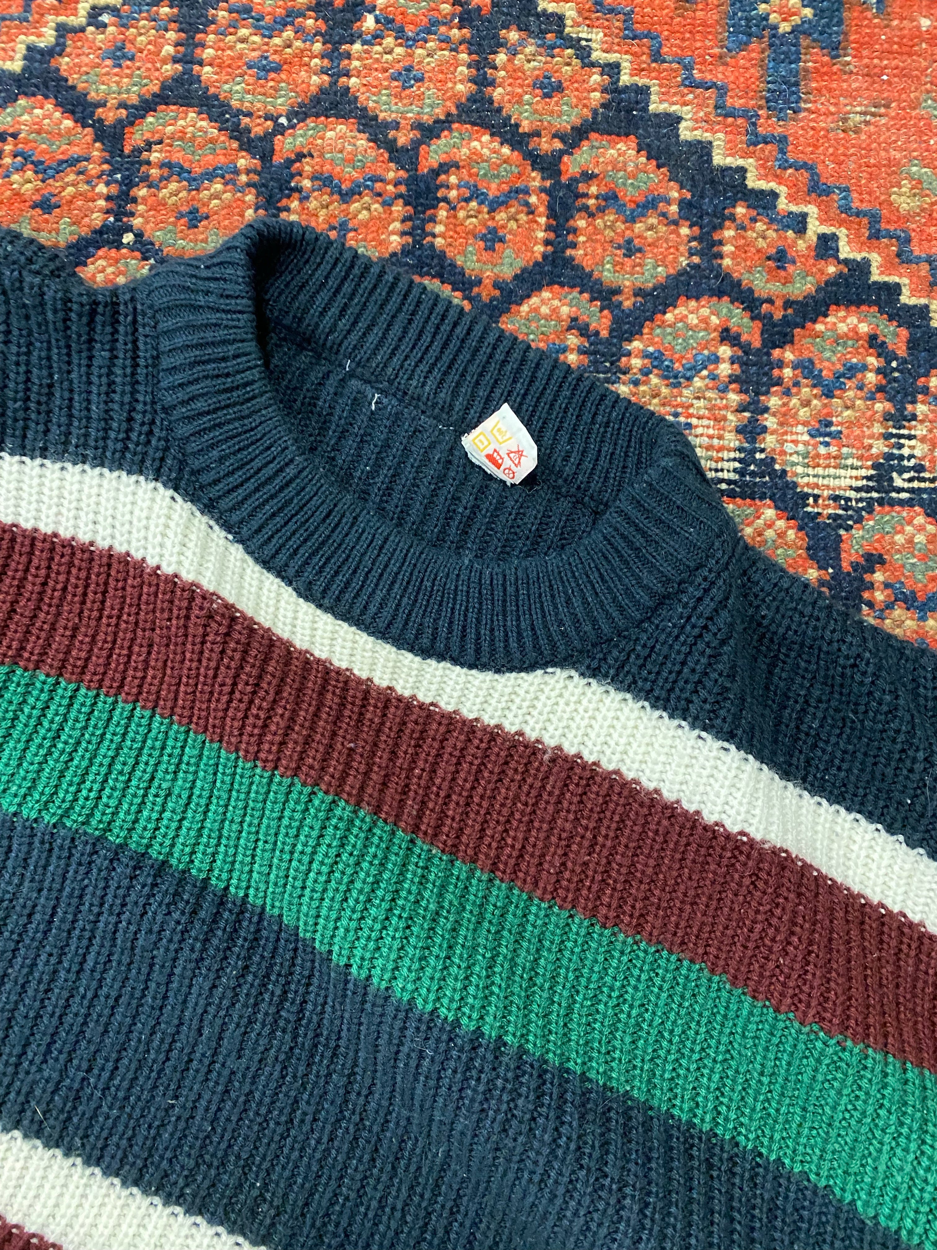 90 Striped Knit Sweater - L