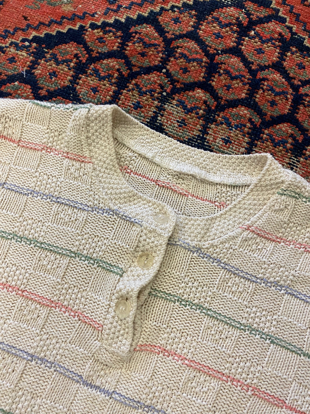 90s Knit Henley Sweater - M