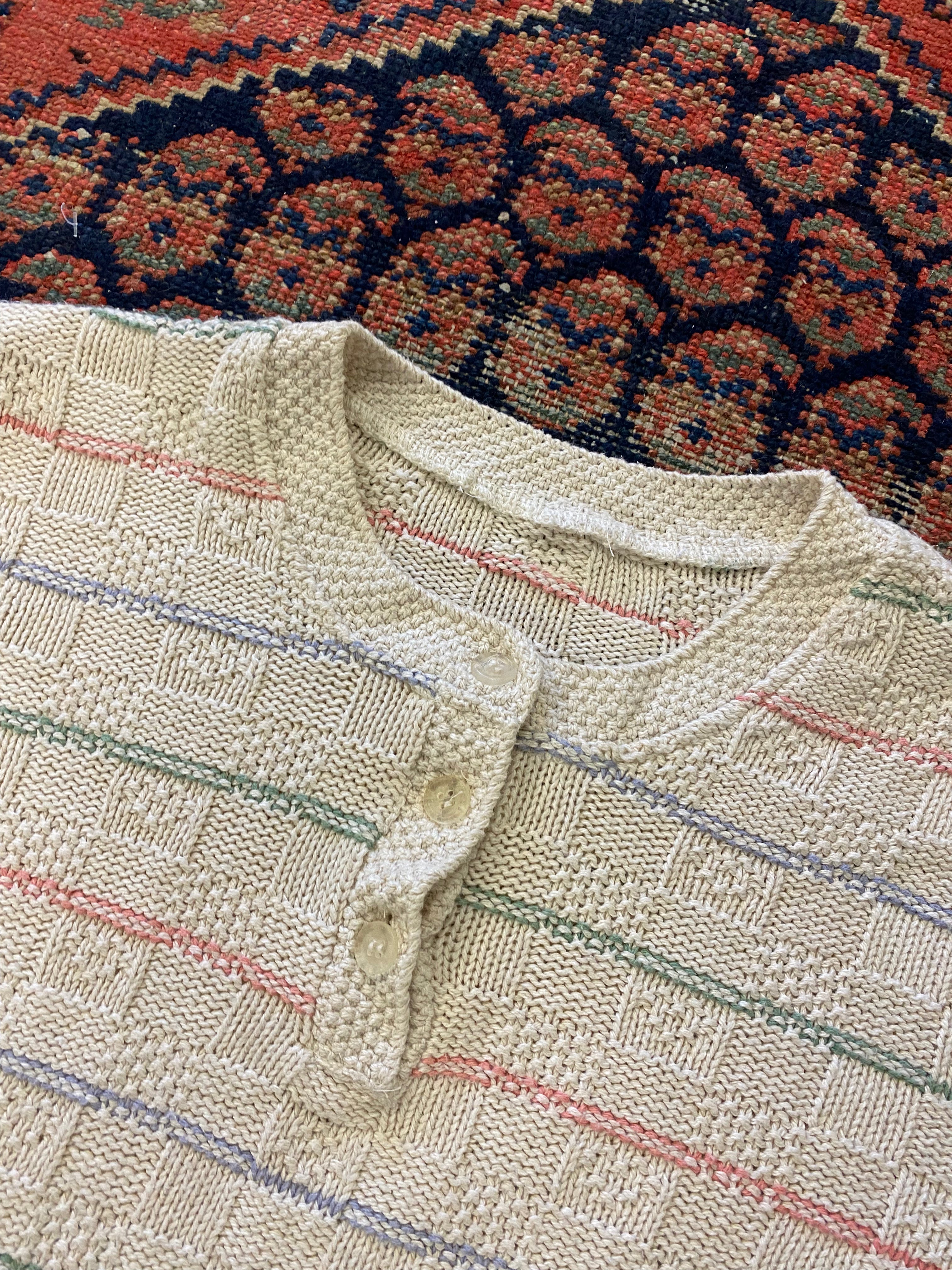 90s Knit Henley Sweater - M