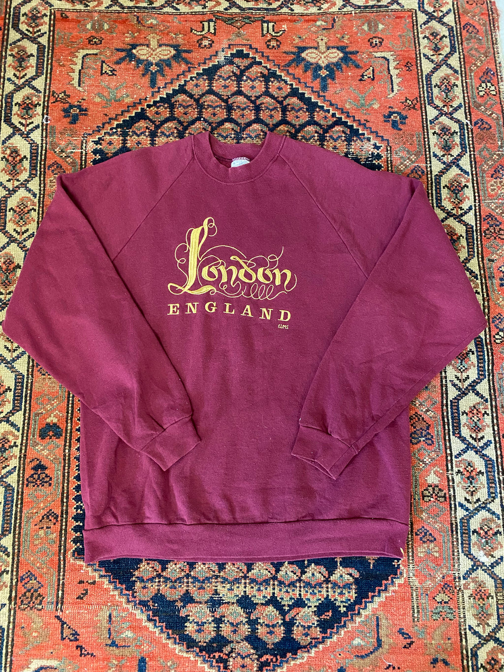 80s London England Embroidered Crewneck - L