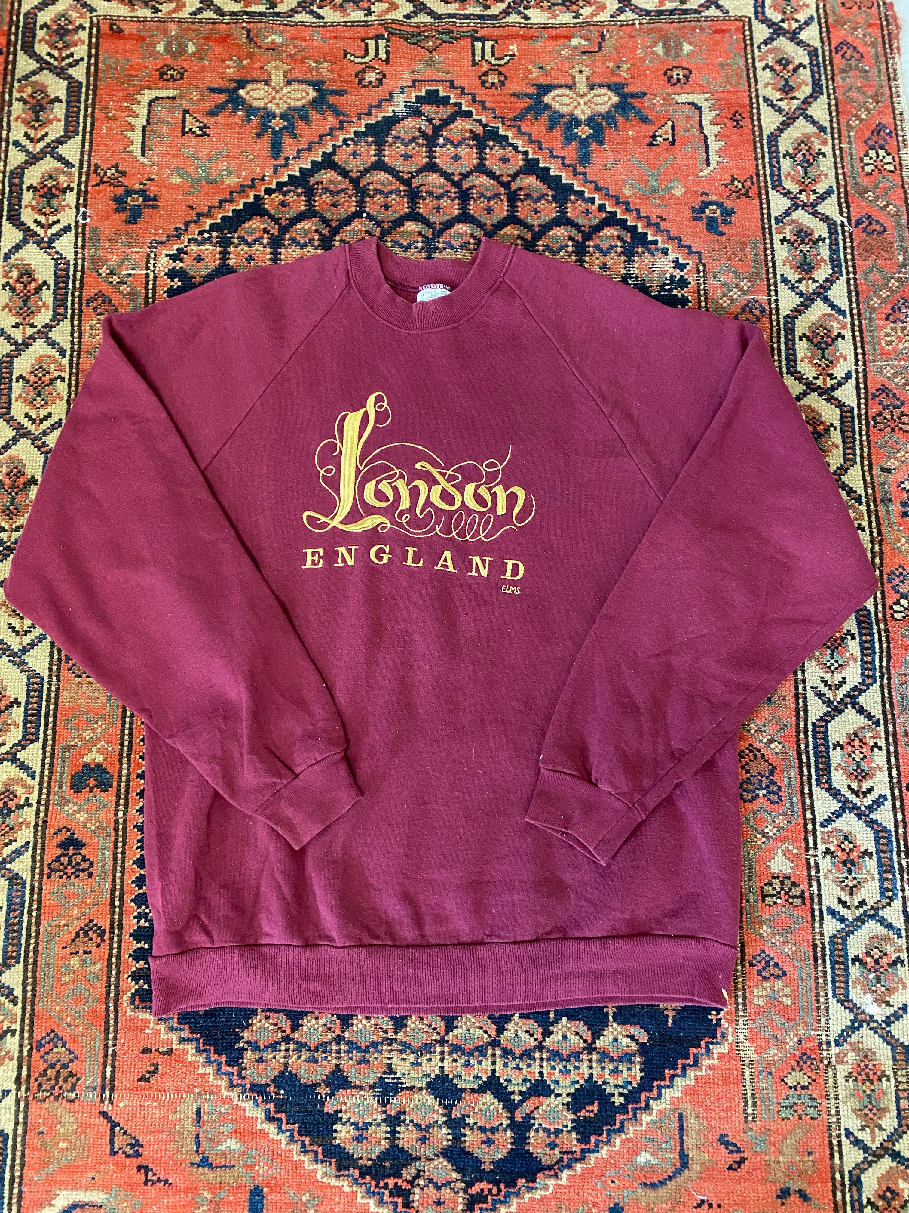 80s London England Embroidered Crewneck - L