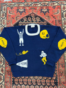 VINTAGE KNIT FOOTBALL SWEATER - SMALL
