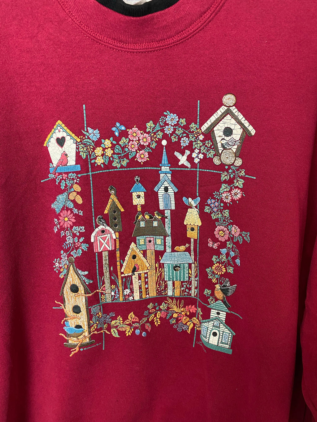 Vintage Mock-neck Bird House Crewneck - M