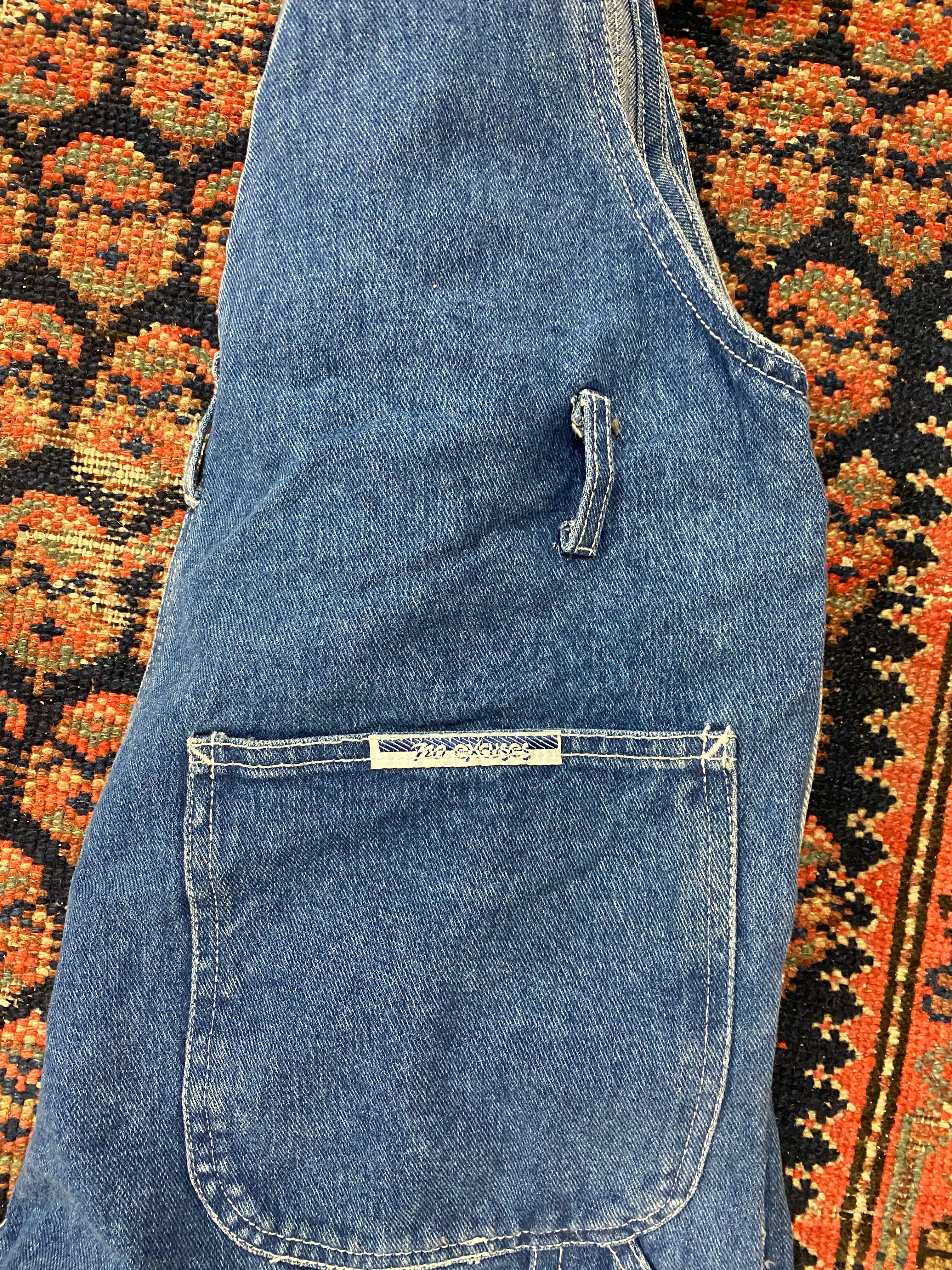 90s Denim Short Overalls - 34IN/W