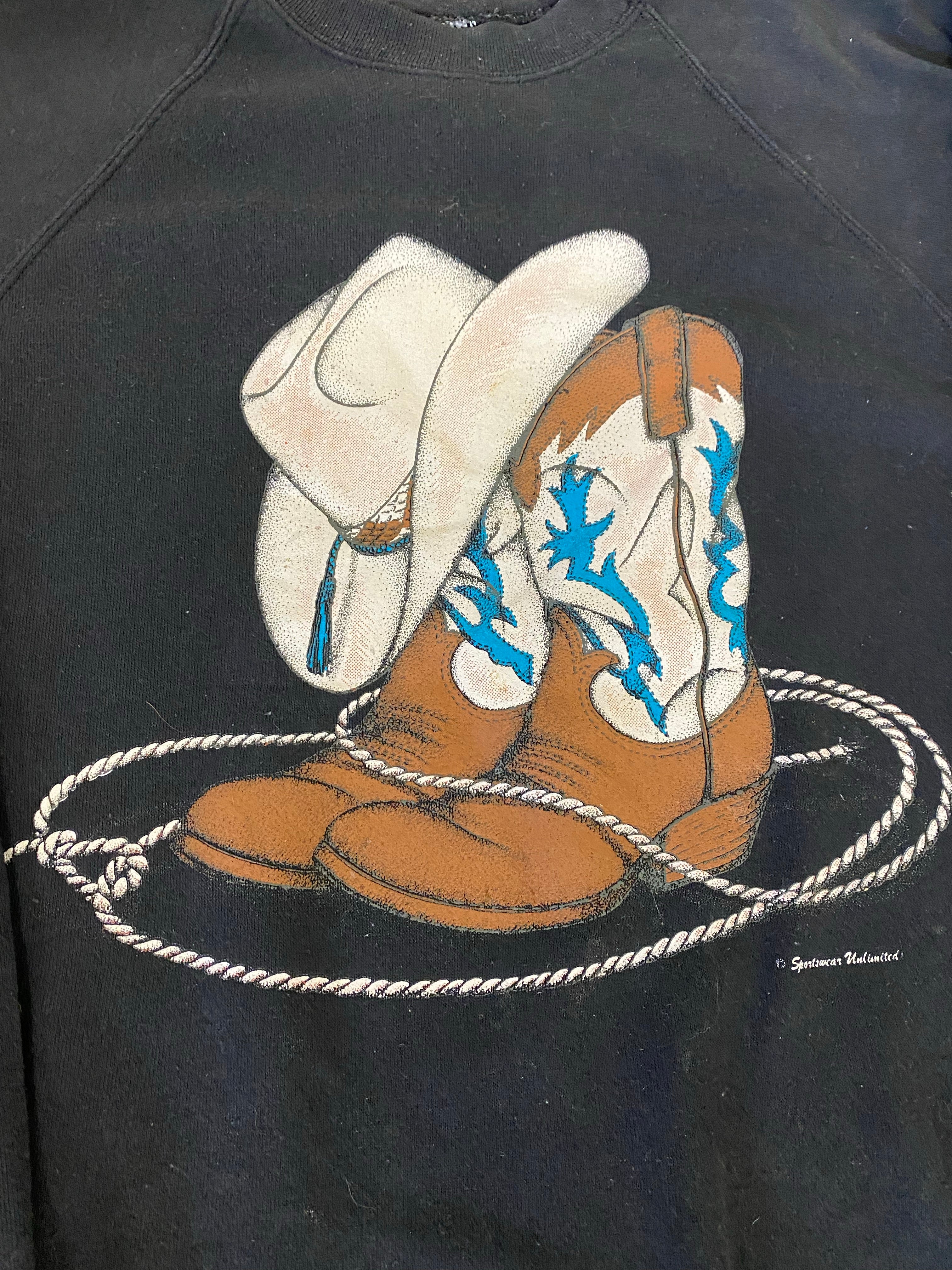 90s Cowboy Hat Crewneck - L
