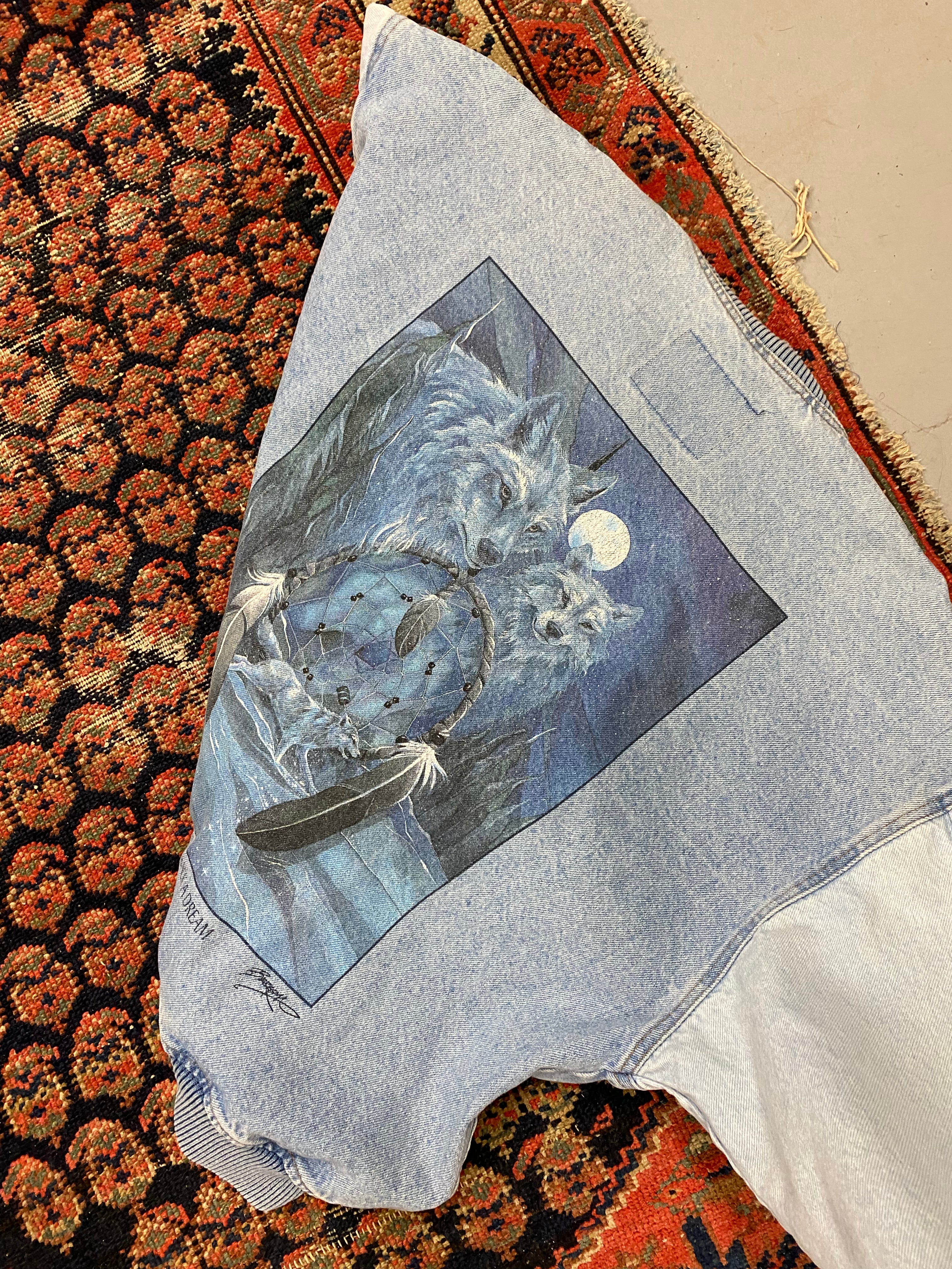 Vintage Denim Jacket W/ Back Graphic - M