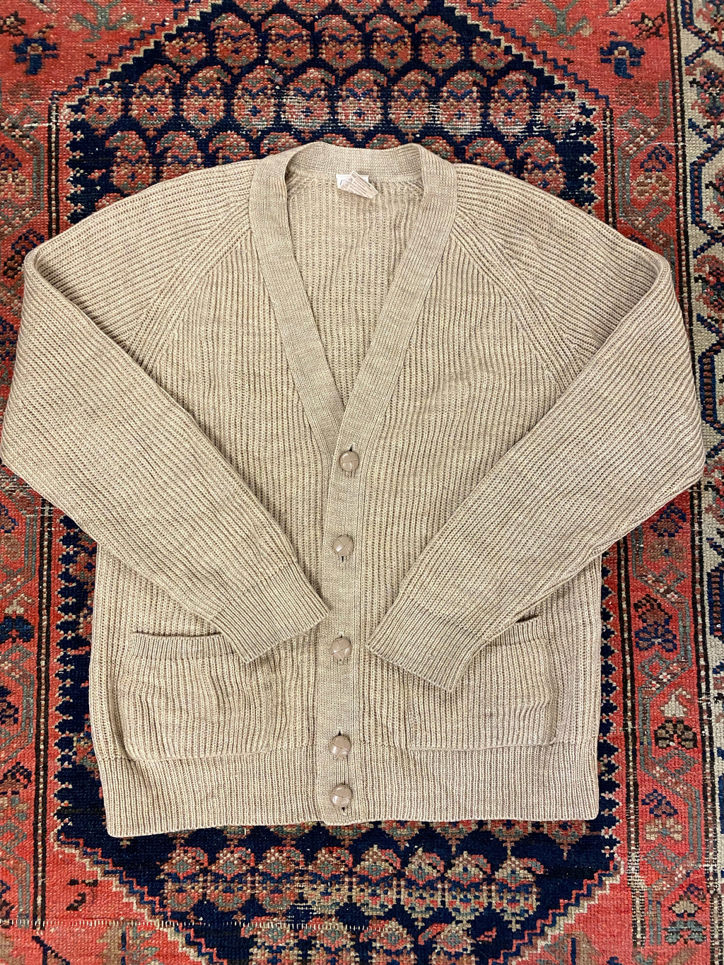Vintage Tanned Knit Cardigan - M