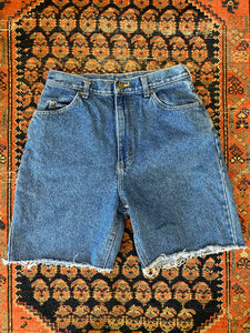 90s High Waisted Lee Frayed Denim Shorts - 29in